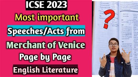 Icse Most Important Speeches Acts From Merchant Of Venice Page