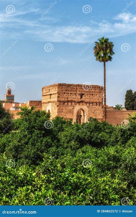 The El Badi Palace Marrakech Morocco North Africa Stock Photo