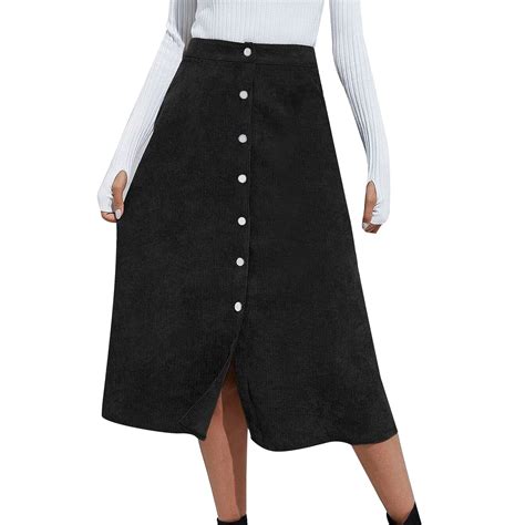 Skirts For Women Lady Long Skirt Solid High Waist Skirt Corduroy Wrap Single Slim Fit Solid