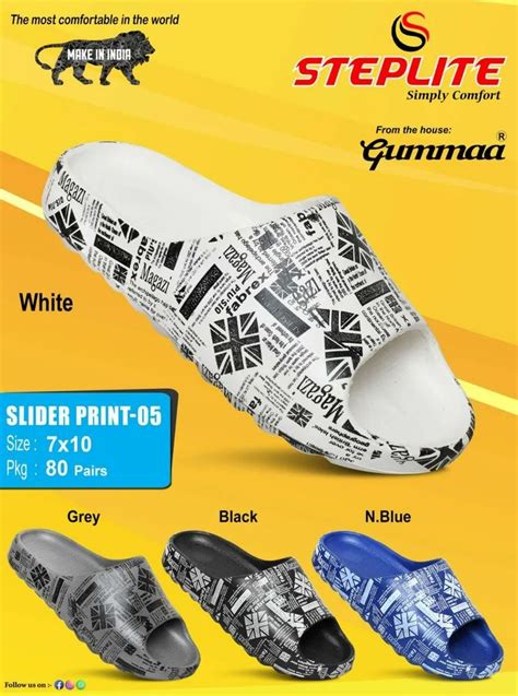 EVA Color White Slider Print 05 Steplite Men Flip Flop Slipper At Rs