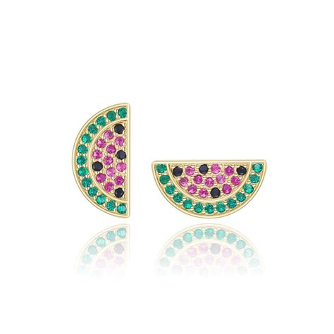 Gold Watermelon Stud Earrings Classy Women Collection