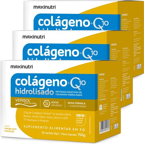 Kit 3 Colágeno Hidrolisado 2x1 Sache Verisol Manga Maracujá Submarino