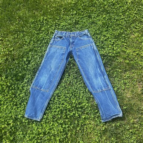 Vintage Double Knee Prison Blue Jeans Y2k Vintage Depop