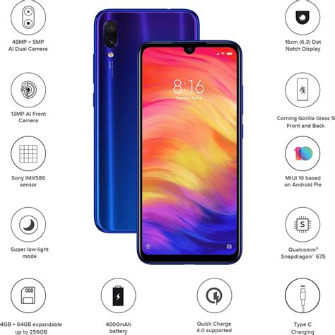 Buy Refurbished Redmi Note 7 Pro 6gb Ram 128gb Rom Neptune Blue