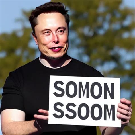 A Medium Shot Photograph Of Elon Musk Holding A Sign Stable Diffusion