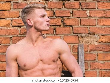 Man Muscular Chest Naked Torso Stand Shutterstock