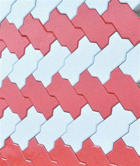 Red Grey Zig Zag Cement Interlocking Tiles For Flooring Thickness 80