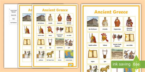 Ancient Greece Vocabulary Matching Mat Lehrer Gemacht