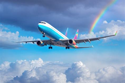 Commercial Airplane Jetliner Flying Above Dramatic Clouds In Beautiful