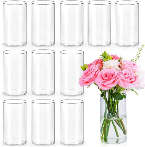 Amazon Fixwal Glass Cylinder Vase 9 Pack Grey Glass Candle Holder