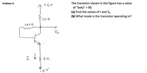 Solved Problem 4 The Transistor Shown In The Figure Has A Value Of Beta 90 A Find The