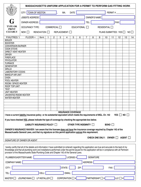 Fillable Online Gas Permit Town Of Weston Fax Email Print Pdffiller