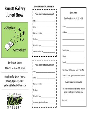 Fillable Online Parrott Gallery Juried Show Fax Email Print PdfFiller