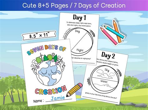 7 Days of God Creation Coloring Pages, Sunday School Sheet Nursery ...