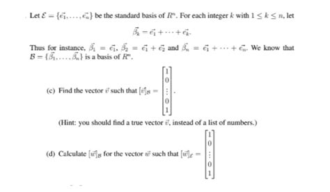 Solved Let E E1 En Be The Standard Basis Of Rn For Each Chegg