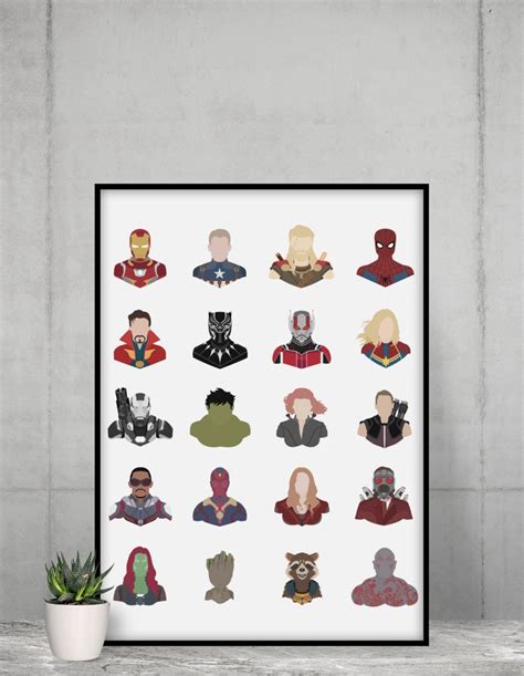 AVENGERS LINE-UP Minimalist Print Portrait Poster - Etsy