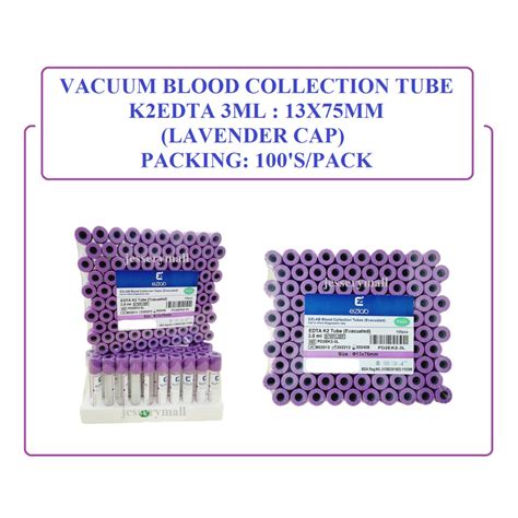 Vacuum Blood Tube K Edta Ml Lavender Cap S Pack Brand