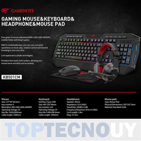 Combo Gamer En Teclado Mouse Auriculares Pad Luz Led Rgb Game Note