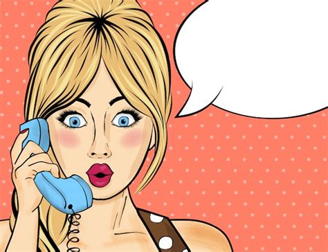 Premium Vector Pop Art Woman Chatting On Retro Phone