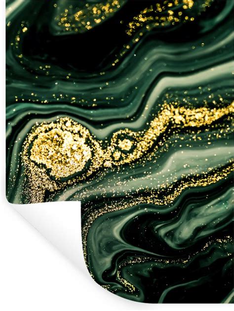 Muurstickers Sticker Folie Marmer Goud Glitter Groen