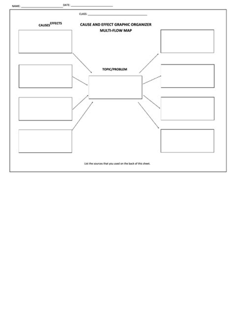 Cause And Effect Graphic Organizer Multi Flow Map Template Printable Pdf Download