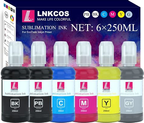 Lnkcos 6×250ml Sublimation Ink For Epson Ecotank Et 8500 Et 8550