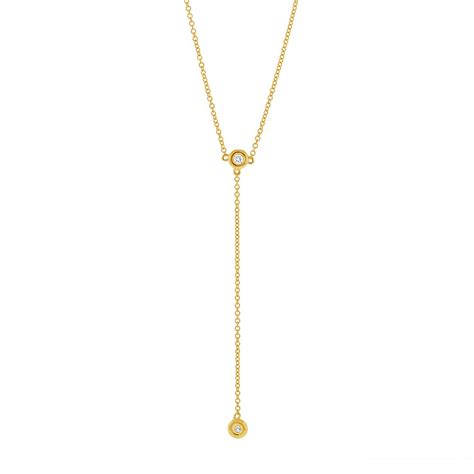 0.07ct 14k Yellow Gold Diamond Lariat Necklace - SC55002512