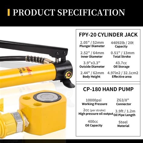 Snapklik Porta Power Kit 20T Low Profile Hydraulic Ram Cylinder