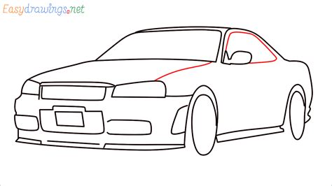 How To Draw Nissan Skyline R34 Gt R Step By Step 16 Easy Phase