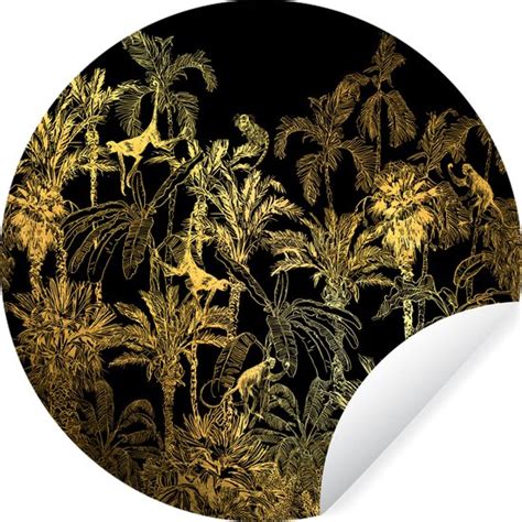 WallCircle Muurstickers Behangcirkel Jungle Goud Zwart