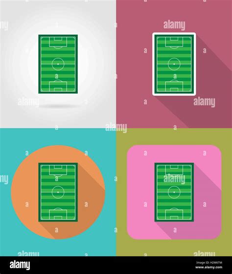 Football Soccer Stadiun Field Flat Icons Vector Illustration Isolated