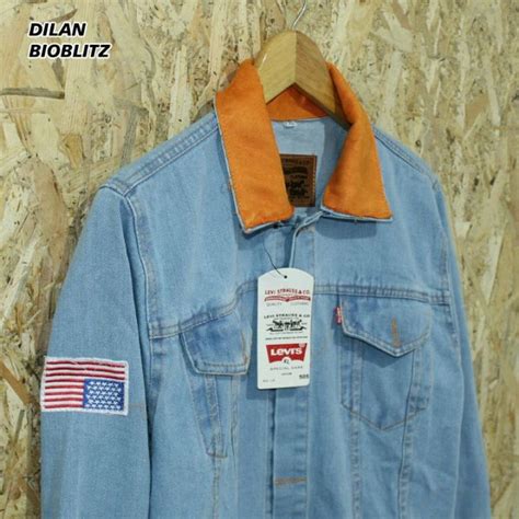 Jaket Jeans Dilan Pria Jaket Levis Denim Cowok Biowash Jumbo M L XL