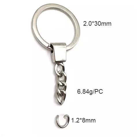 Promotional Rose Gold Metal Diy Split Key Ring With Chain Keychain Ring