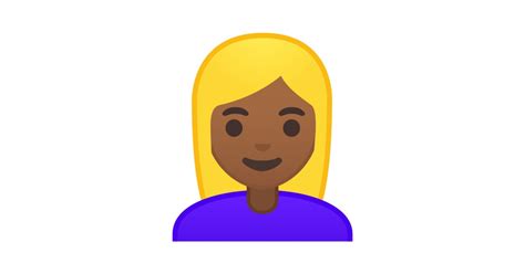 Frau Mitteldunkle Hautfarbe Blond Emoji