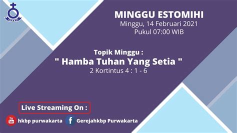 Ibadah Minggu Estomihi Februari Youtube