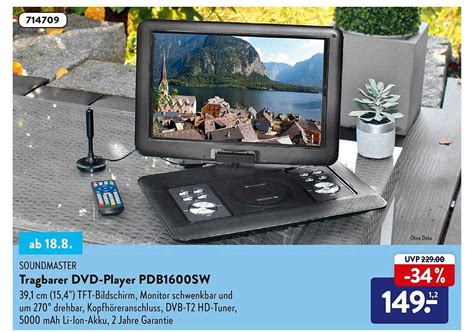 Soundmaster Tragbarer Dvd Player Pdb1600sw Angebot Bei ALDI Nord