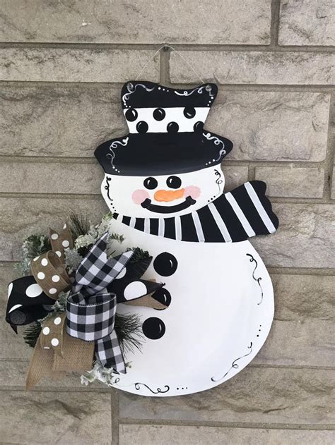 Winter Door Hanger Snowman Door Hanger Wood Door Hanger Etsy