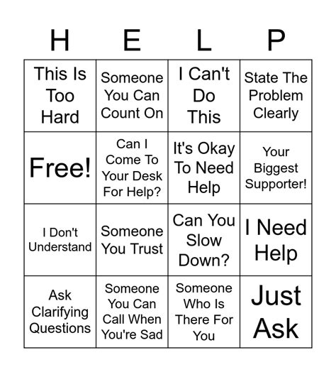 Support Systems Bingo Card