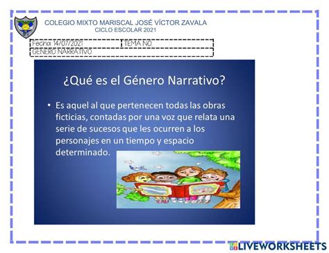 Genero Narrativo Online Exercise Live Worksheets