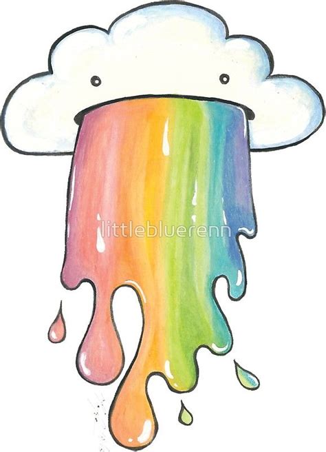 Cloud Vomit Sticker By Littlebluerenn Cute Easy Drawings Easy