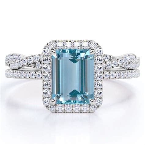 JeenMata 1 5 Carat Emerald Cut Created Aquamarine And Moissanite 4