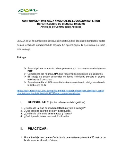 ACA Unico Aca 3 Experimentos CORPORACION UNIFICADA NACIONAL DE