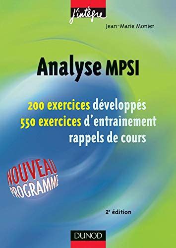 Amazon Exercices De Math Matiques Analyse Mpsi Re Ann E Mpsi