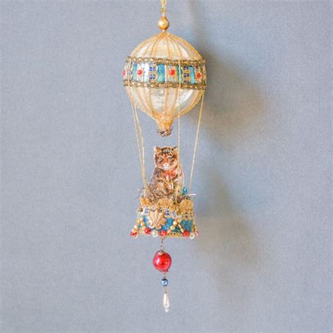 Victorian Christmas Ornament Hot Air Balloon Ornament With Etsy