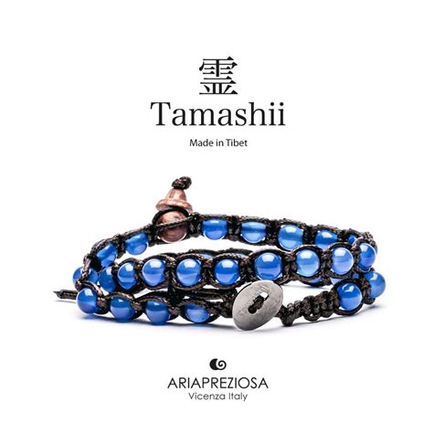 Tamashii Lungo Agata Blu Bracciali Quarzo fumè Agata