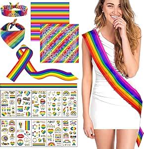 PCS Gay Pride LGBT Party Decorations Set Gay Pride Sash Rainbow Rainbow Bandana Lesbian