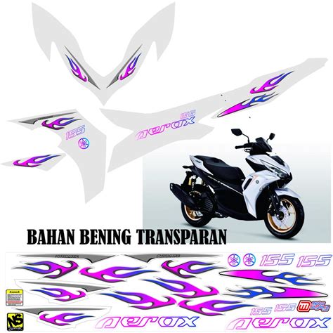 Jual Striping Sticker Aerox Transparan Bening Motip Api Pelangi All