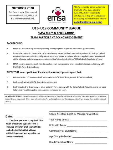 Fillable Online Emsa Rules Regulations Team Participant