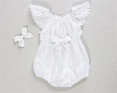 Natural/off White Baby Girl Clothes Ivory Baby Romper Baby - Etsy