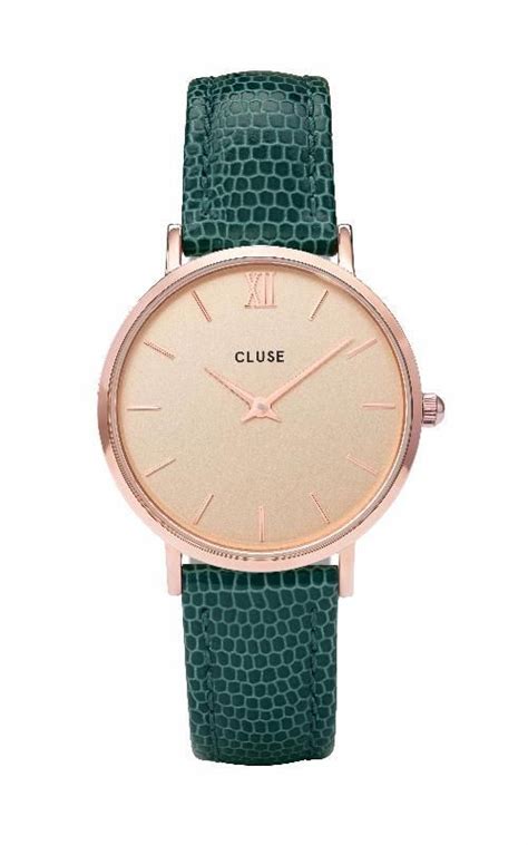 Montre CLUSE Minuit Rose Gold Champagne Emerald Lizard CL30052 Montre